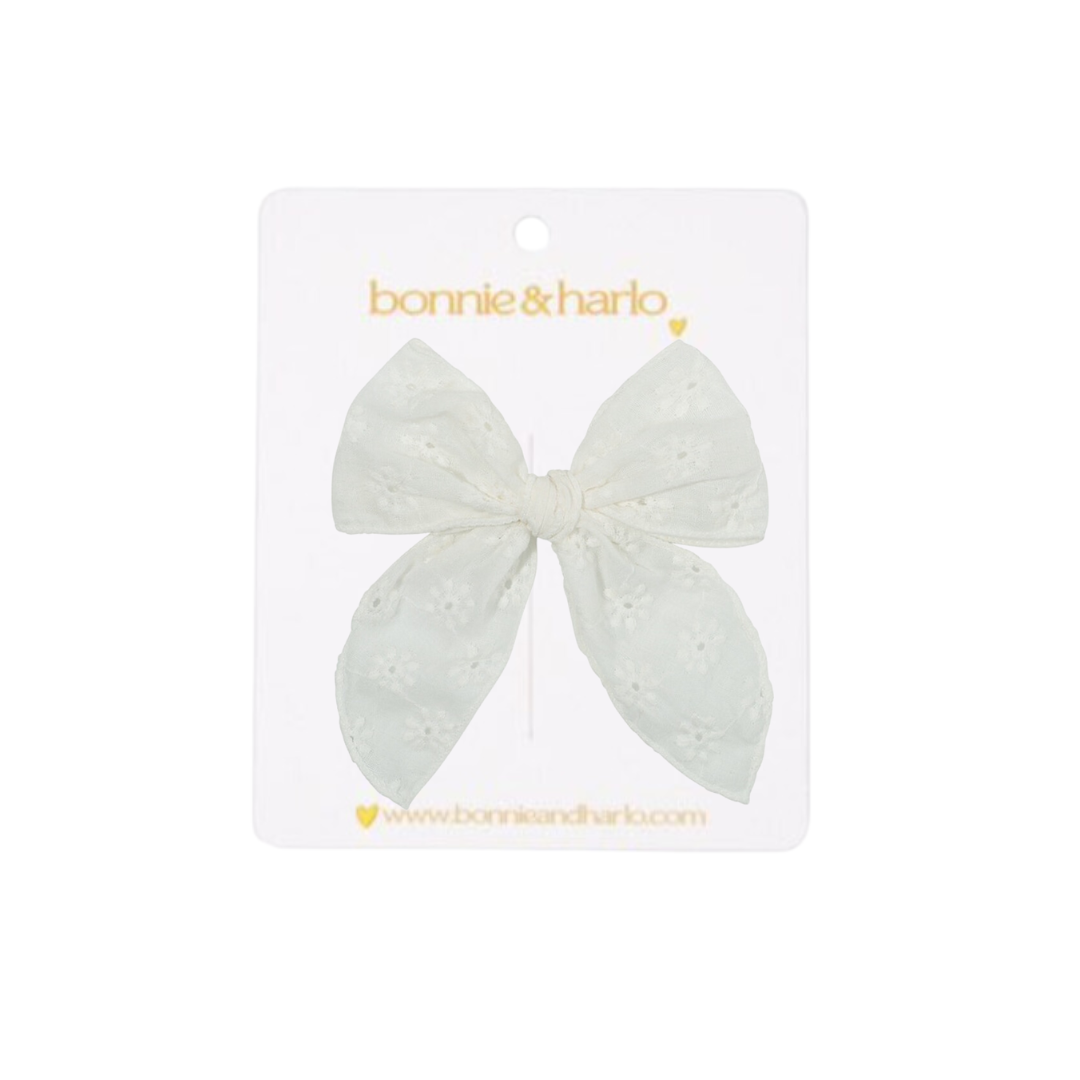 fabric bow clip | white