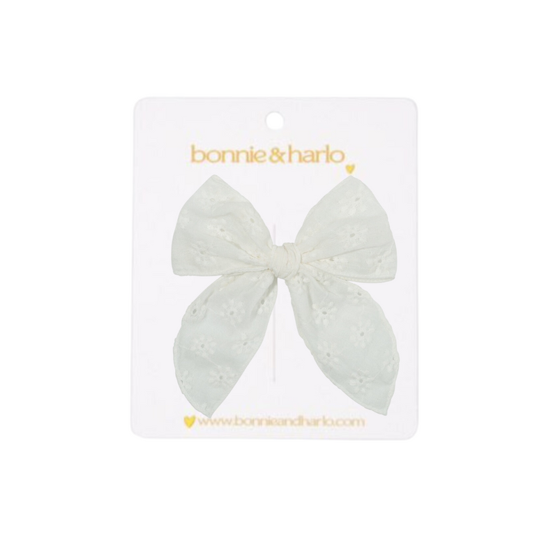 fabric bow clip | white
