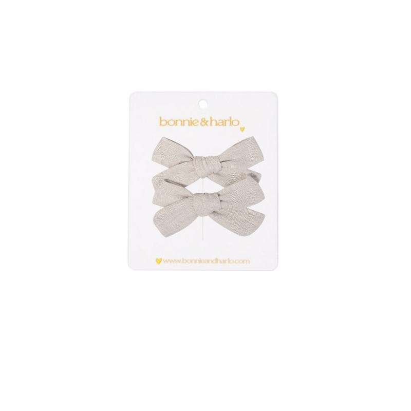 fabric thin bow clips | white