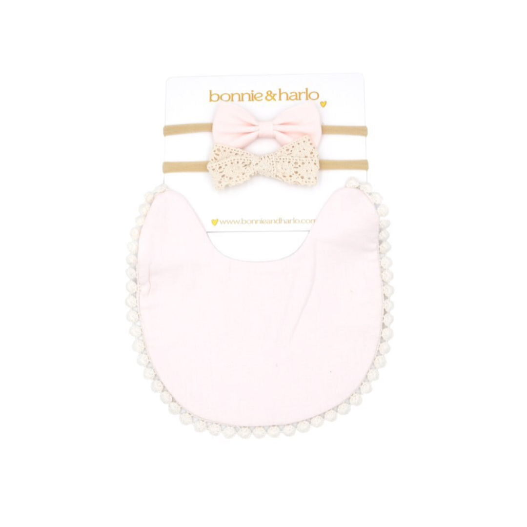 bib & bow set | pink