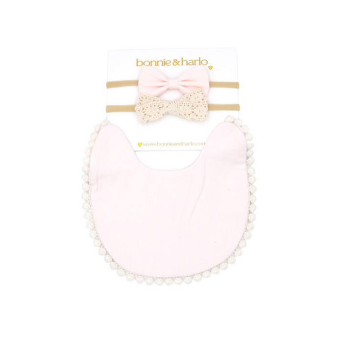 bib & bow set | pink