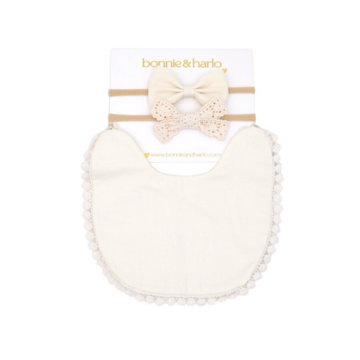 bib & bow set | cream