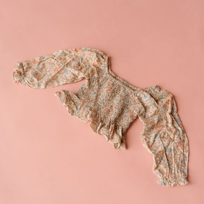Long Puff Sleeve Shirred Crop | Flourish