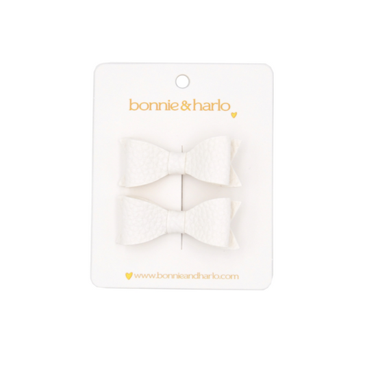 mini bow clips | white