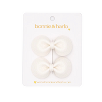 round bow clips | white